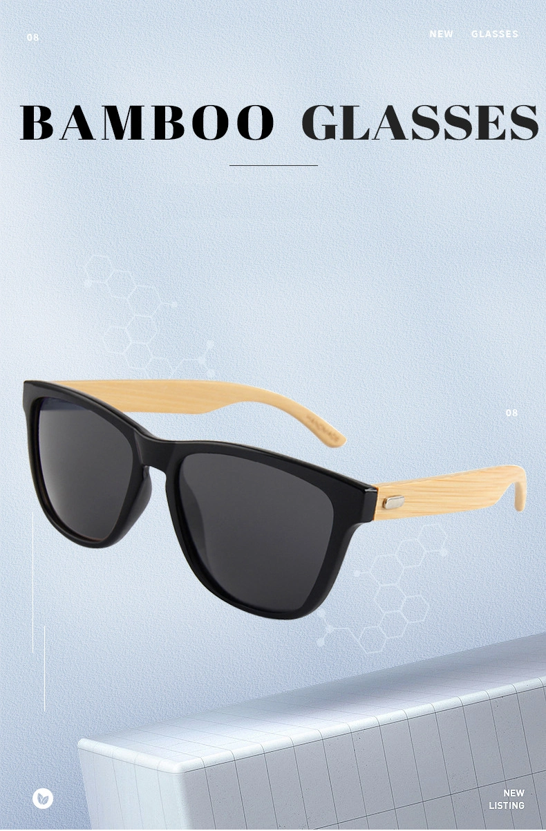 Fashion Retro New Styles Coating Lens with Bamboo Temples Sunglasses